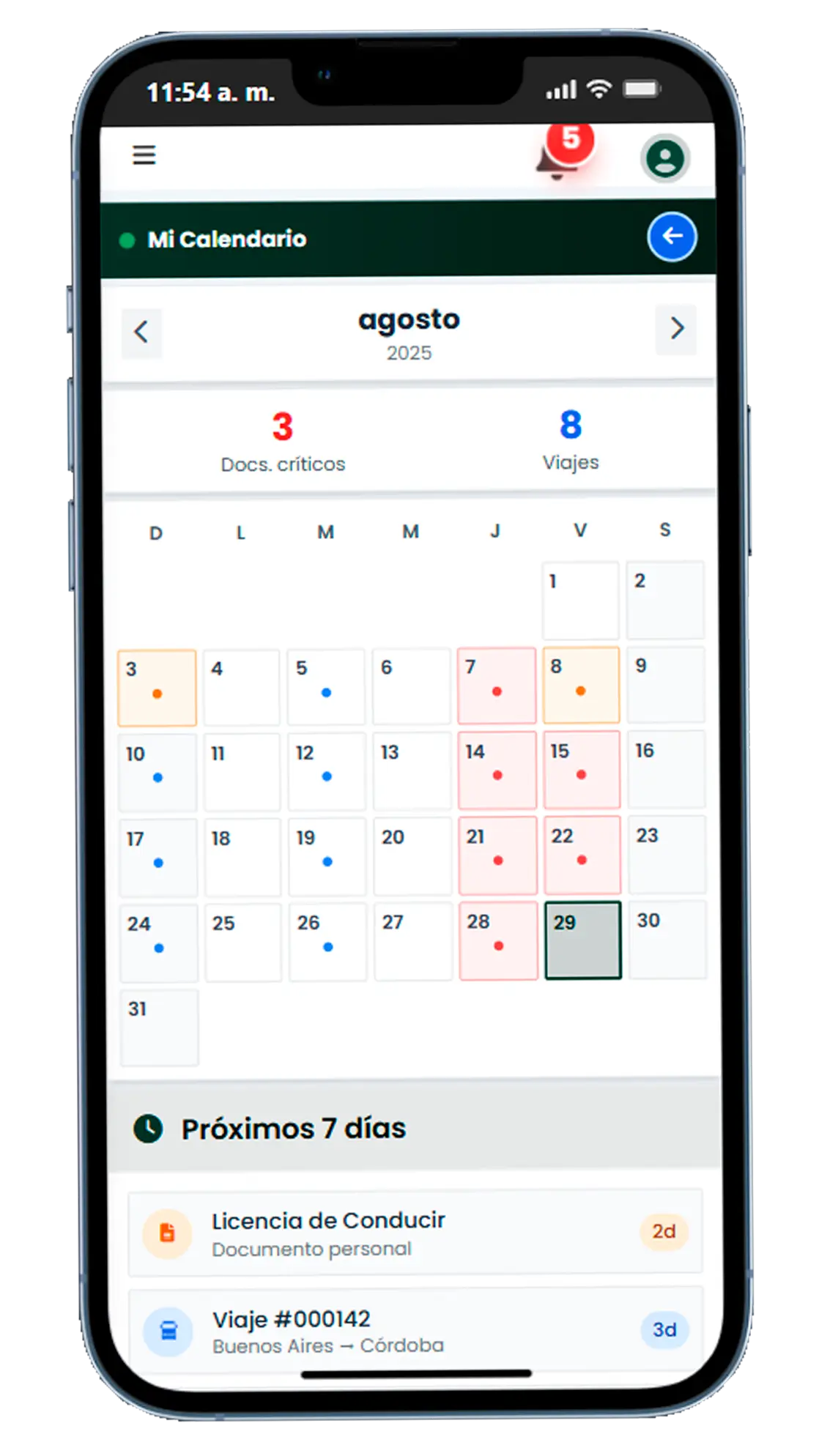 Calendario de Viajes